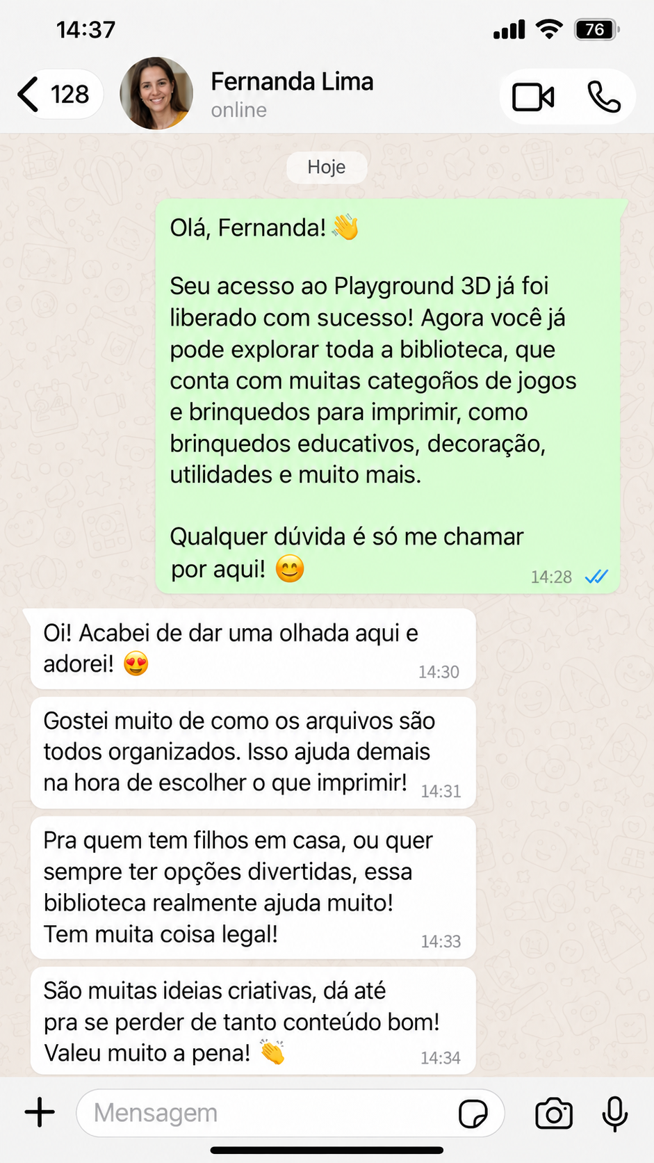 Depoimento de Fernanda sobre o Playground 3D