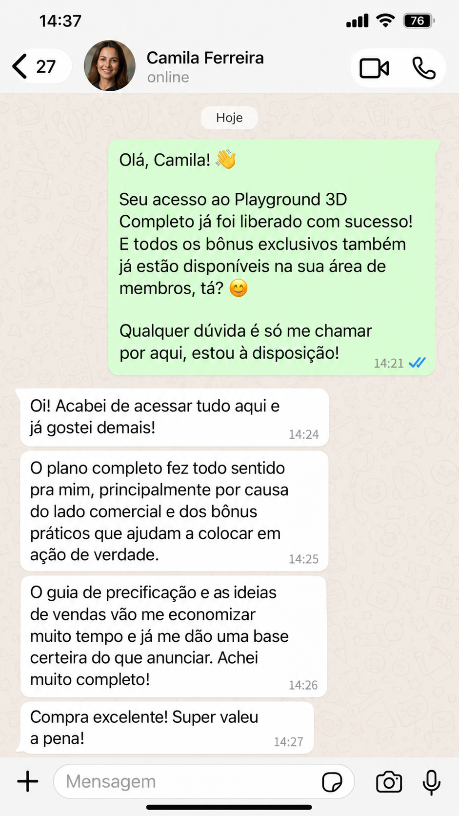 Depoimento de Camila Ferreira sobre o Playground 3D