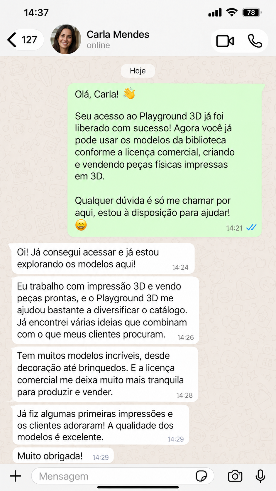 Depoimento de Carla sobre o Playground 3D