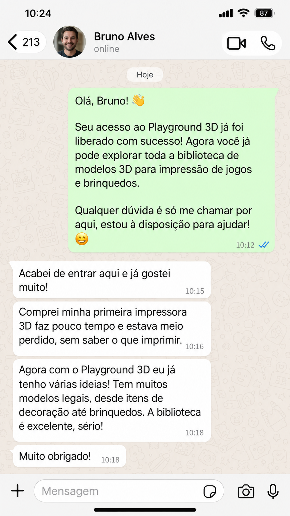 Depoimento de Bruno sobre o Playground 3D